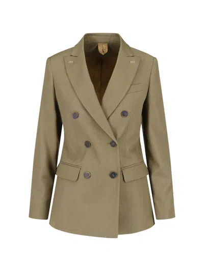 Max Mara Double-breasted Virgin Wool Blazer In Green