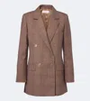 Max Mara Double-breasted Virgin Wool Blazer In Multicoloured
