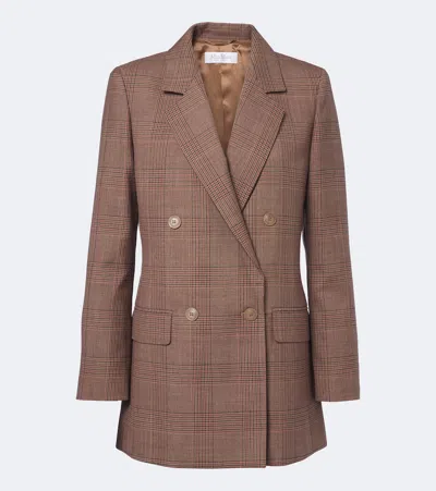 Max Mara Double-breasted Virgin Wool Blazer In Multicoloured