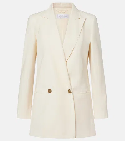 Max Mara Double-breasted Virgin Wool Blazer In White