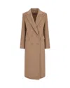 Max Mara Double-breasted Peak-lapels Coat In Brown