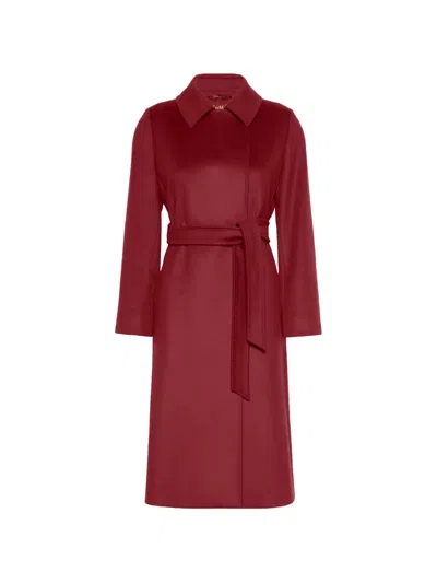 Max Mara Double-breasted Virgin Wool Coat In Red
