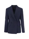 Max Mara Double-breasted Virgin-wool Blazer In Blue