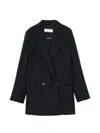 Max Mara Double-breasted Wool Blazer In Black