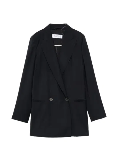 Max Mara Double-breasted Wool Blazer In Black