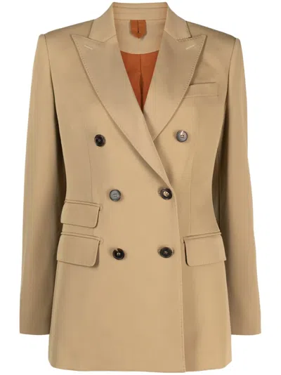 Max Mara Double-breasted Wool Blazer In Brown
