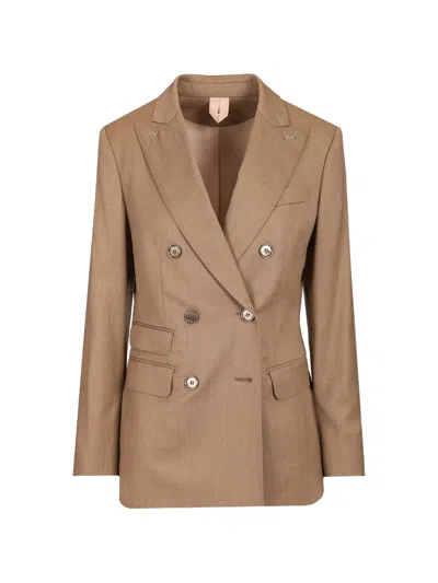 Max Mara Double-breasted Wool Blazer In Brown