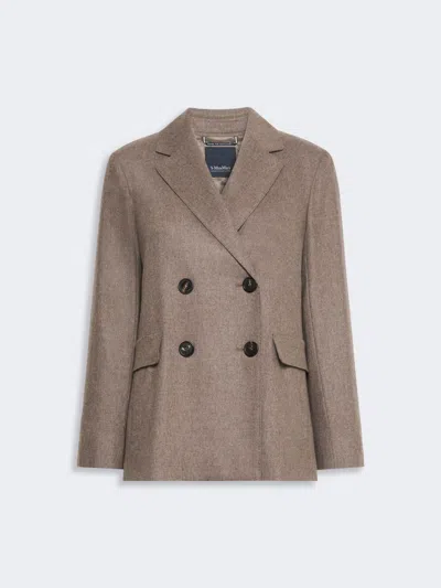 Max Mara Double-breasted Wool Blazer In Brown