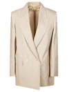 Max Mara Double-breasted Wool Blazer Jacket In Neutral