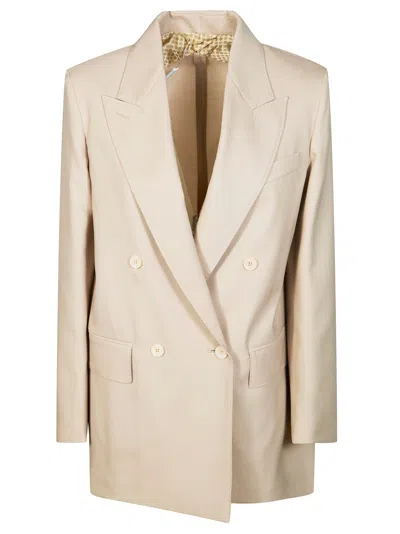 Max Mara Double-breasted Wool Blazer Jacket In Marrone