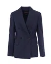 Max Mara Double-breasted Wool Blazer In Blue