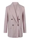 Max Mara Double-breasted Wool Blazer In Pink