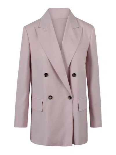 Max Mara Double-breasted Wool Blazer In Pink