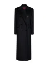 Max Mara Studio Double-breasted Virgin Wool Long Jacket In Blue