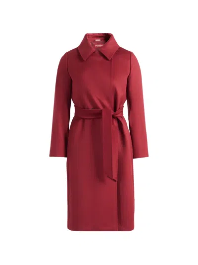 Max Mara Double-breasted Wool Coat In Burgundy