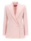 Max Mara Double-breasted Wool Crepe Jacket In Pink