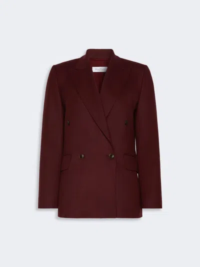 Max Mara Double-breasted Wool Flannel Blazer In Lie De Vin