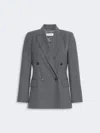 Max Mara Double-breasted Wool Flannel Blazer In Medium Grey