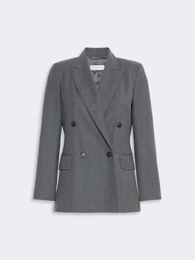 Max Mara Double-breasted Wool Flannel Blazer In Medium Grey