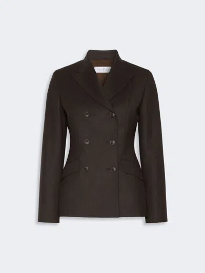 Max Mara Double-breasted Wool Flannel Jacket In Brown