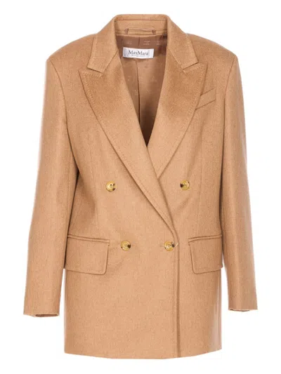 Max Mara Double-breasted Wool Jacket In Brown