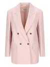 Max Mara Ombrosa Double Breasted Wool Blazer Jackets Rose In Pink