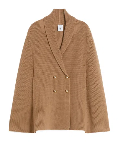 Max Mara Double-breasted Wool Shawl In Brown