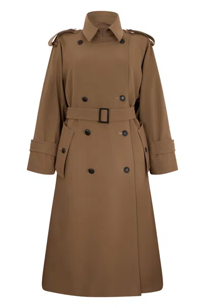 Max Mara Double-breasted Wool Trench In Neutral