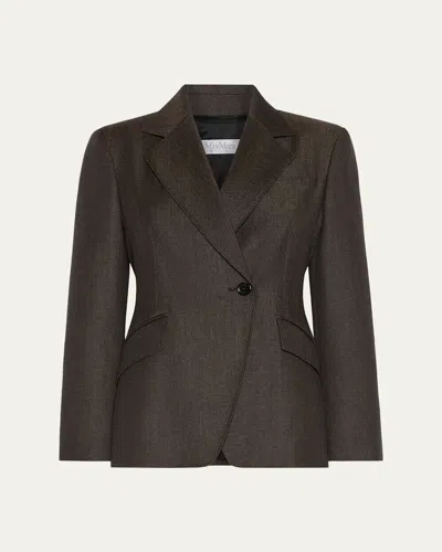 Max Mara Double Breasted Jacket Front Pockets Long Sleeves In Brown