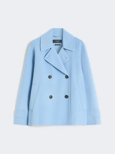 Max Mara Double-breasted Wool-blend Pea Coat In Blue