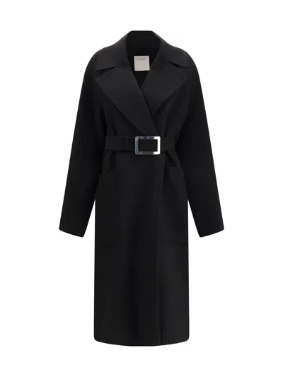 Max Mara Double-faced Wool Coat In Black