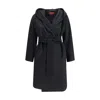 Max Mara Studio Wool Drap Robe Coat In Black