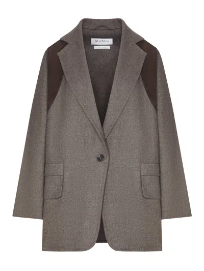 Max Mara Double-faced Wool Oversized Blazer In Gray