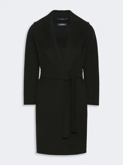 Max Mara Double-faced Wool Robe Coat In Black