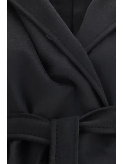 Max Mara Double-faced Wool Robe Coat In Black