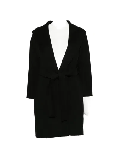 Max Mara Double-faced Wool Robe Coat In Black