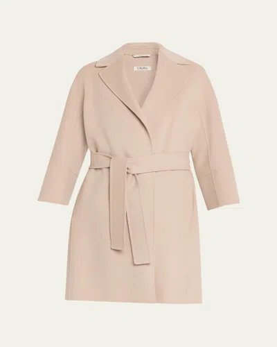 Max Mara Double-faced Wool Wrap Coat In Brown