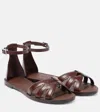 Max Mara 10mm Doubleflat Leather Sandals In Beige