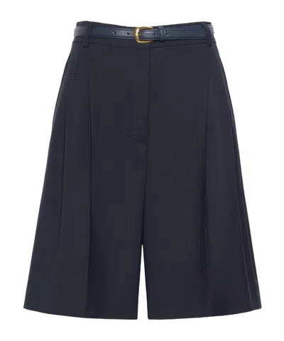 Max Mara Double-pleated Shorts In Black