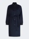 Max Mara Double-sided Wool Drap Coat In Navy