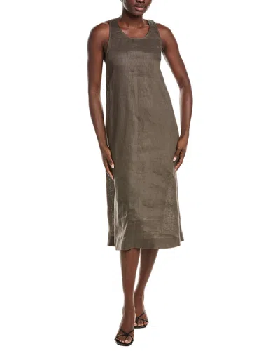 Max Mara Douglass Linen Midi Dress In Brown