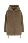 Max Mara Dove Grey Alpaca Blend Reversible Olivia Down Jacket In Brown