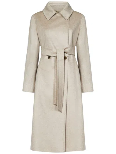 Max Mara Dove Grey Double-breasted Cashmere Coat