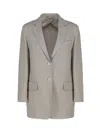 Max Mara Dove Grey Linen Adelchi Blazer In Sand