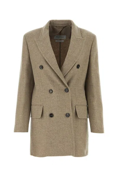 Max Mara Belinda Wool Cashmere Blazer In Beige