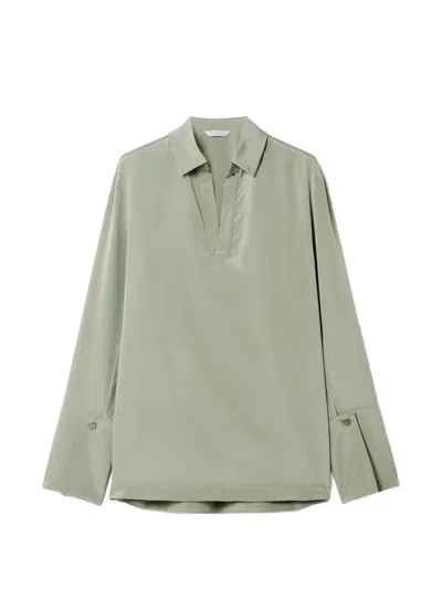 Max Mara Dover Stretch-silk Shirt In Green