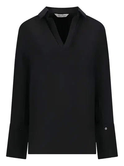 Max Mara Dover V-neck Polo Top In Blue