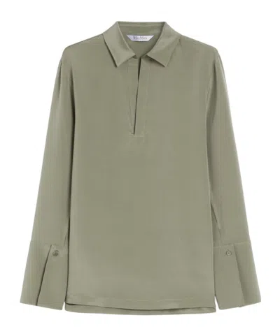 Max Mara Stretch Silk Cady Blouse In Multi