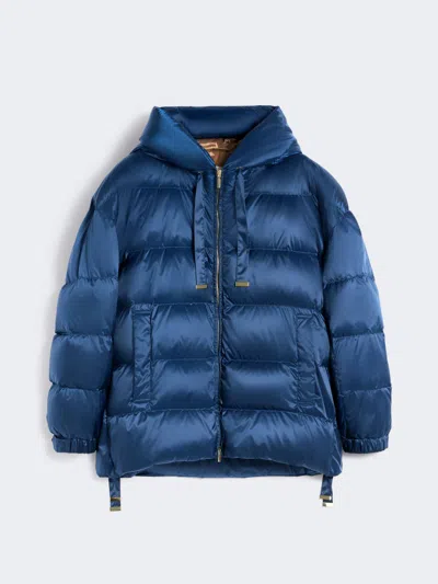 Max Mara Down Jacket In Water-repellent Taffeta In Blue