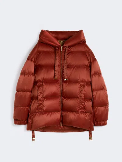 Max Mara Down Jacket In Water-repellent Taffeta In Brown